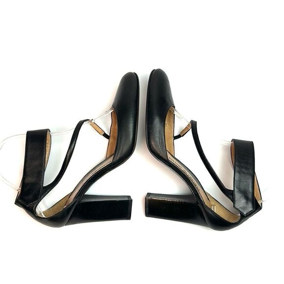 Emporio Armani Black Leather Pumps High Heels Mary Jane size 37,5 US 7,5 Italy - Picture 5 of 16